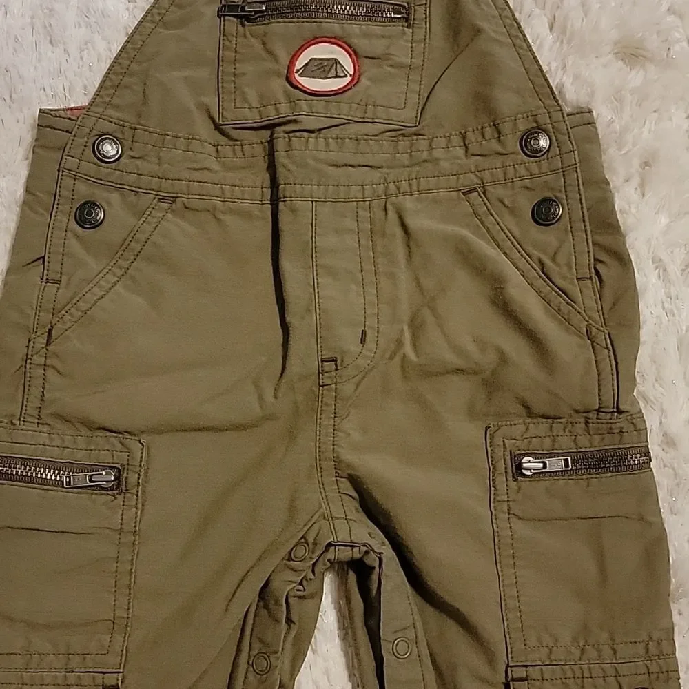 JANIE AND JACK KHAKI OVERALLS, SIZE 3-6 MONTHS